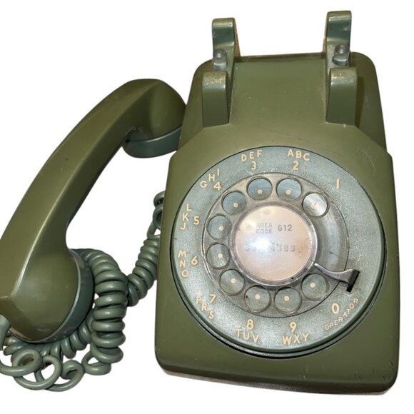 Vintage Avocado Green Bell System - Western Electric C/D 500 Rotary Telephone - Picture 7 of 7